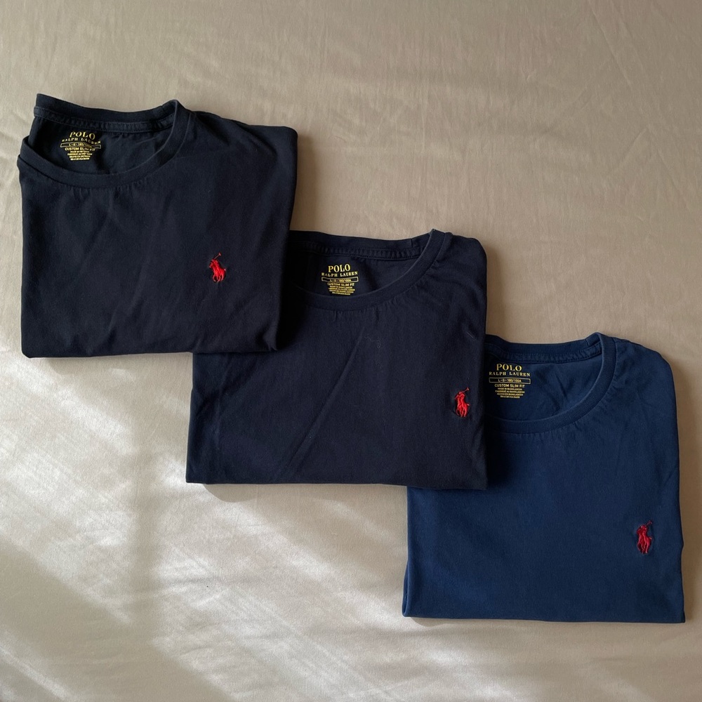 NEW POLO Ralph Lauren tee shirts in dark blue and blue